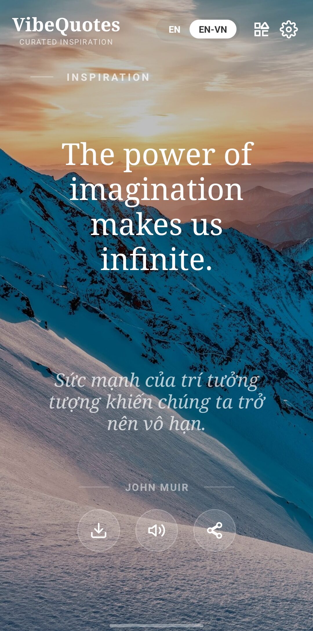VibeQuotes giao diện vàng